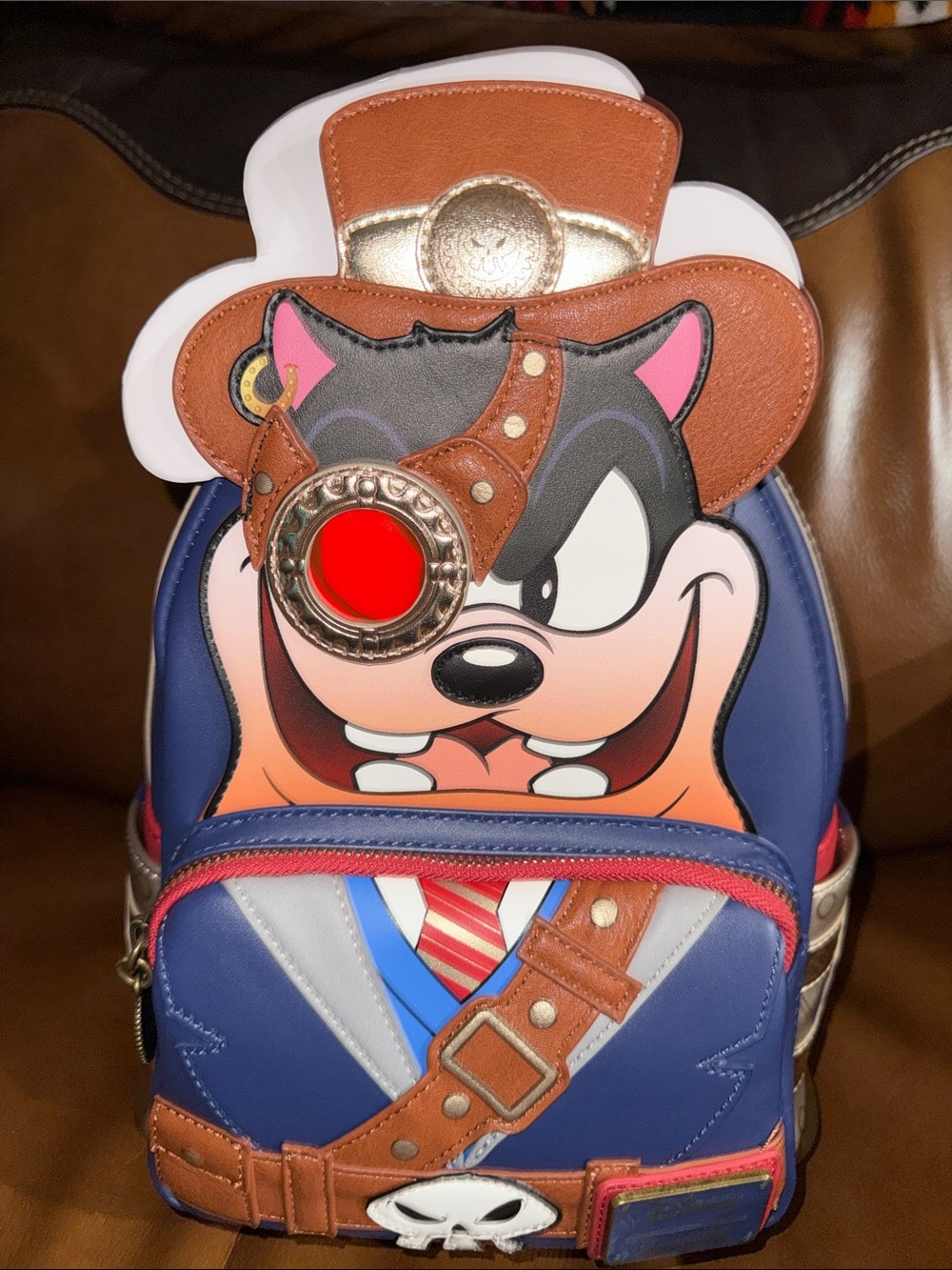 Navy Character Mini Backpack with Brown Accents